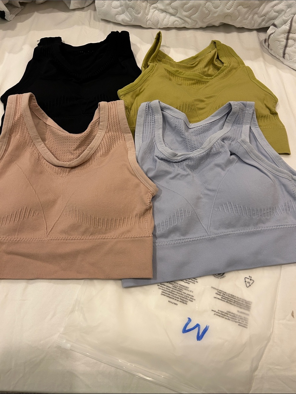 Seamless Ribbed Tank Crop Top - Black, Olive, Blush, Light Blue (4pcs)